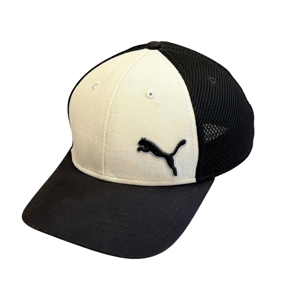 Puma Golf Trucker Hat Baseball Cap Mens Snapback OSFM Black White
